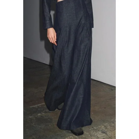 ZARA ZW COLLECTION ULTRA HIGH-WAIST WIDE-LEG JEANS - Picture 3 of 7